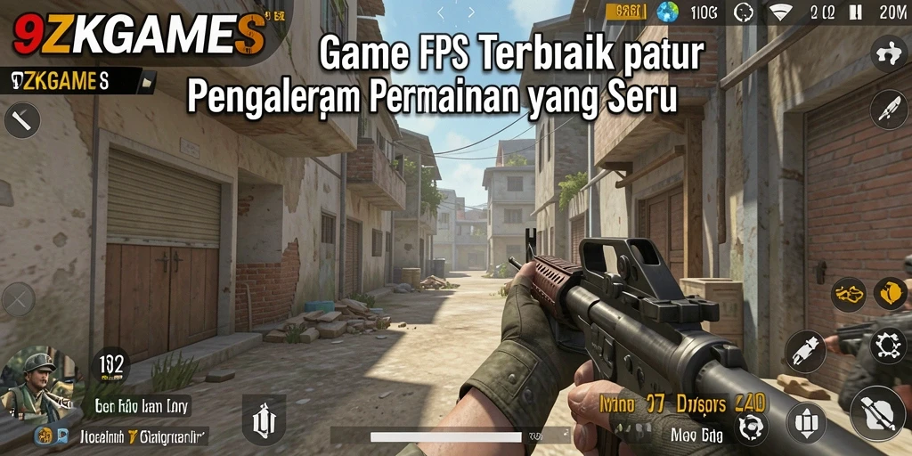 Gameplay 9ZKGAMES yang mendebarkan dalam pertempuran FPS.