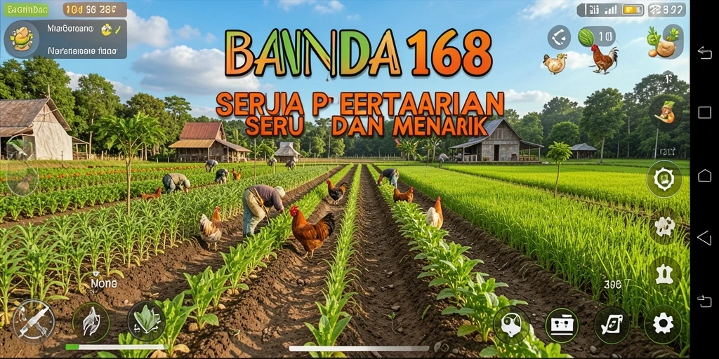 Tampilan gameplay seru BAGINDA168 dengan berbagai aktivitas pertanian.