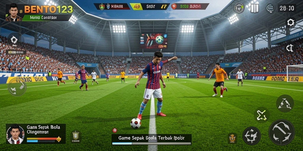 Screenshot BENTO123 menunjukkan aksi seru pertandingan sepak bola.