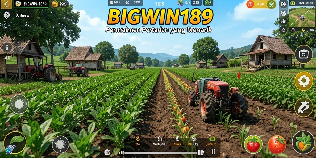 Gambar menunjukkan gameplay petani yang sedang memanen tanaman.