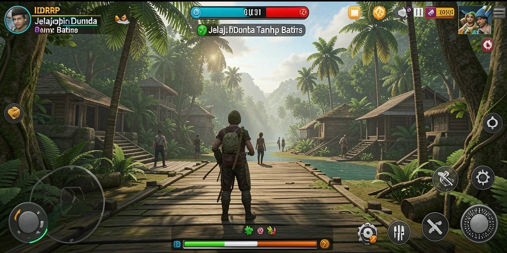 Screenshot gameplay IDRRP yang menunjukkan petualangan mendebarkan di dunia terbuka.
