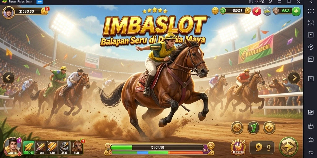 Tampilan gameplay IMBASLOT yang penuh aksi dengan mobil balap di trek.