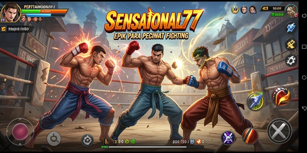 Gameplay SENSATIONAL77 dengan pertarungan dinamis dan karakter unik.